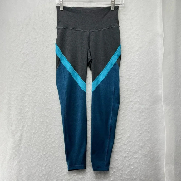 Old Navy Active Leggings Women's S Blue Gray Color block Wide Waistband Pull On - Picture 1 of 11